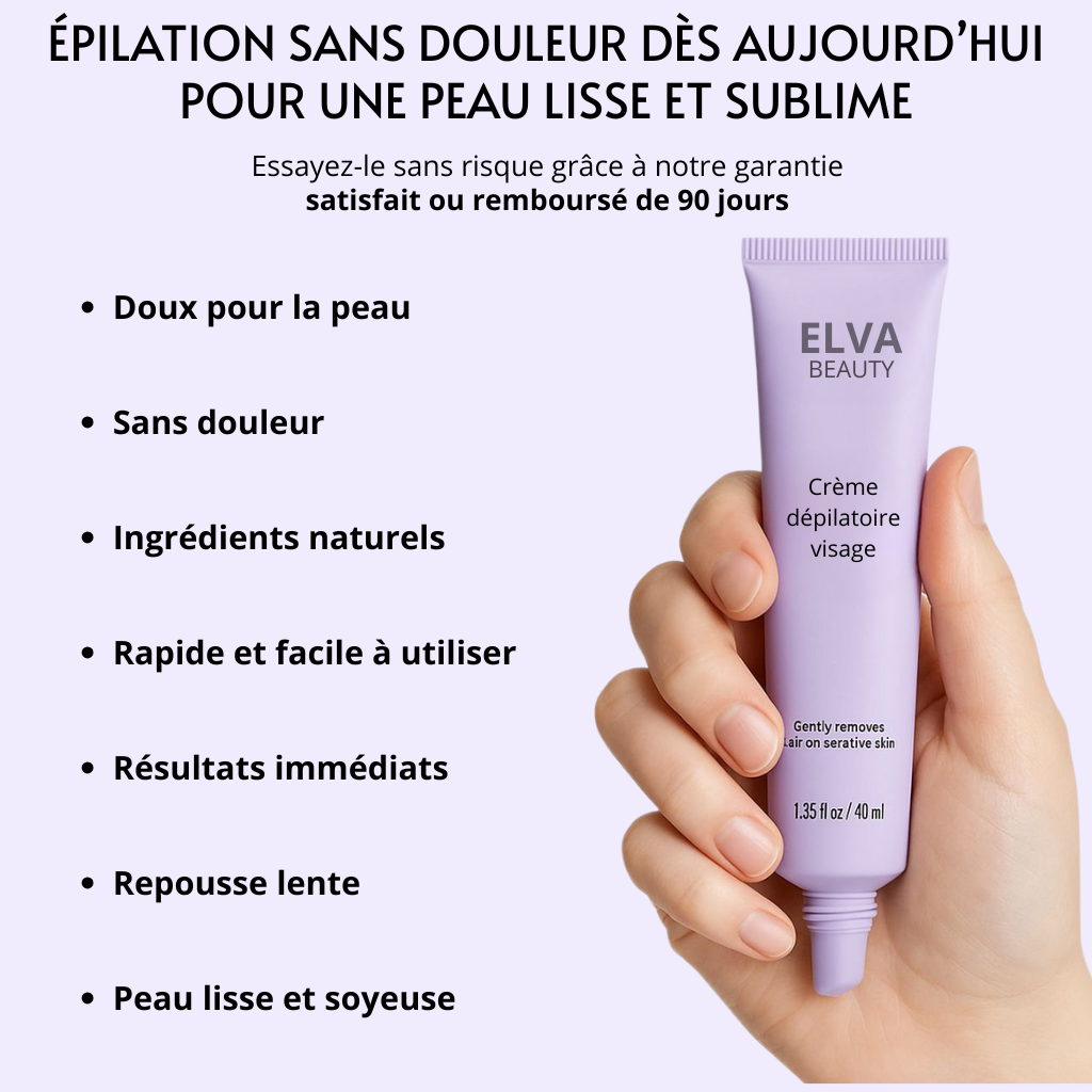 Crème dépilatoire visage Elva.